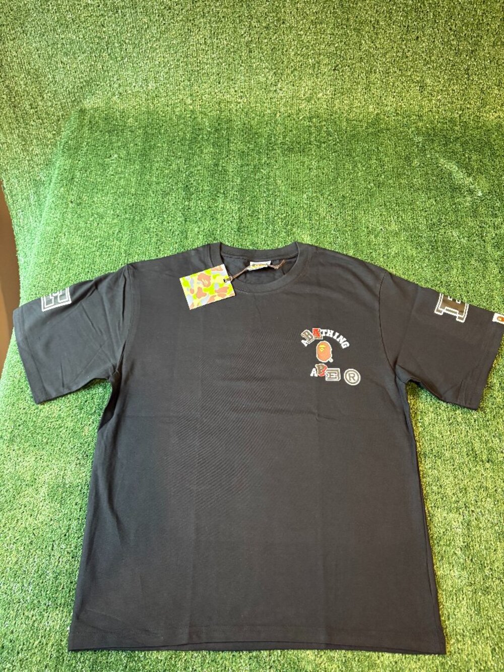 BAPE Varsity Style Logo Tee Black NWT - Picture 2 of 9